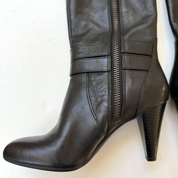 Coach Addie Leather Knee High Boots Black Heeled Side Zip Womens Size 7B - Picture 6 of 15